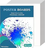 TKOnline 50 Pack Poster Boards, 11 x 14 Inches White Poster Board Paper Bulk, Blank Graphic Display Posterboards, Posteboard, School Supplies