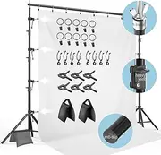 LimoStudio 10 ft. Wide x 10 ft. High (New Generation) Upgrade Heavy Duty Backdrop Stands, Metal Head Cap Design, Enhanced Joints, No Wobble, Anti Slip Rubber Shoes, Complete Accessory, AGG3132