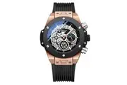Mens Fashion Chronograph Watch Luminous Quartz Sport Wristwatch with Silicone Band & Lunar Phase Display Watch