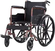 Lightweight Aluminium Wheelchair, Lightweight Medical Transport Wheelchair with Armrests and Handbrakes with Lockable Handbrakes