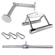Jungle Gym Cable Machine Attachments 3 Pc Tricep Rope Pushdown Straight Bar, V