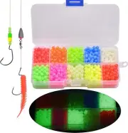 1000pcs Fishing Beads Assorted Kit Round Float Glow Beads Fishing Rig Bait Eggs