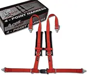 Aces Racing (Single) 4 Point Harness with Padding and EZ Buckle Technology (Red)
