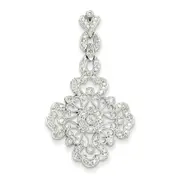 14k White Gold Real Diamond Filigree Pendant