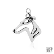 Whippet Necklace, Small Head pendant - recycled .925 Sterling Silver