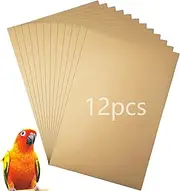 Hamiledyi 12 PCS Bird Gravel Paper Special Sea Sand Liner for Page Parrot Cage Gravel Paper Mat 17x11 Inches Disposable Cushion Pads for Bird Parakeet Budgie