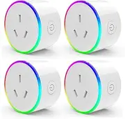 Tichondrius WiFi Smart Plug with RGB Light, Compatible with Amazon Alexa, Google Home Assistant, No Hub Needed, App Remote Control, Timing Function, SAA & RCM Certified (4 Pack)
