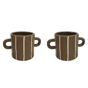 2x Urban Lydia 10cm Ceramic Planter Flower/Plant Pot Home Desk Decor Small Mocha