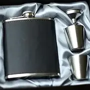 Eiarrnp Flasks, 7oz Leather Flask for Liquor for Men Women - Gift Set Box Includes Flask Funnel Cups - Leak Proof Black PU Leather Groomsmen Flask Set for Groomsmen Best Man Gifts