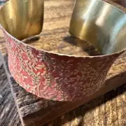Handcrafted Artesian Boho Brass Patina Bracelet, Red Orange Brass Floral Vines,
