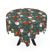 Christmas Tablecloth 55"x55" - Santa Reindeer Holiday Square Vintage Table Cover