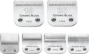 6Pack 10Blades Dog Grooming Replacement Blades Compatible with Andis Pet Clipper/Oster A5/Wahl KM Series Dog Clipper,Ceramic Blade & Stainless Steel Blade (#10+30+5FC+7FC+3FC+4F)