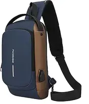 [Generic] Carbon Fiber Streamline Anti-Theft Sling Bag - USB Charging Crossbody Bag with Lockable Zippers for Travel/Gym