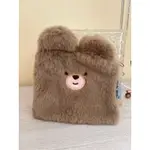 全新✨文創品牌MOSHI MOSHI小包 毛料超級軟超好摸 熊熊有夠可愛🐻