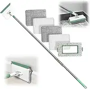 DALIPER Skirting Board Cleaner Mop Tool, Wall Cleaner Mop with 139CM Adjustable Long Handled 1 Scrubber Brush Mop Head and 4 Reusable Cleaning Pads for Baseboards Cleaning, Ceiling, Skirting Board