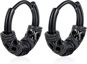 [Aniu] Viking Earrings Men's 925 Sterling Silver Earrings Nordic Runes Hoop Black Punk Gothic Stud Earrings Jewellery Gifts for Men Women, 0.78 x 0.51 Zoll, Sterling Silver