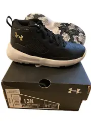 NEW Under Armour toddler Boy’s 13 Black gold Lockdown 5 Shoes basketball sneaker