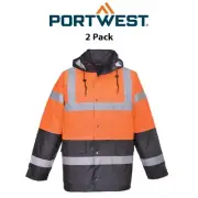 Portwest Hi-Vis Two Tone Traffic Jacket 2 Packs Waterproof Reflective Work S467