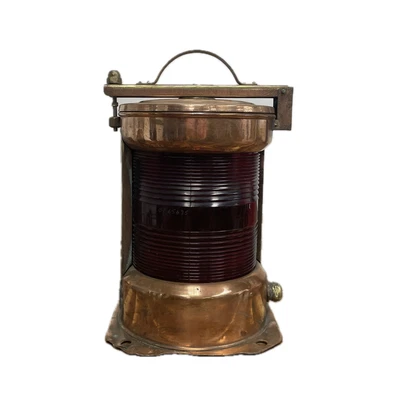 Vintage Red Portside Navigation Light - Fresnel Lens