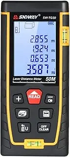Handheld Digital Distance Meter Portable Mini Range Finder High-Precision Rangefinder with 30 Groups Data Storage LCD Display Backlight 2 Bubble Levels Diastimeter Distance Area Volume ALKOY