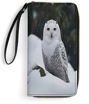 [BFGWK] Large Wallet Novelty Snow Owl Printing Long Wallet With Zipper Leather Wallet Suitable For Both Men And Women, style, 19.7x10.5cm