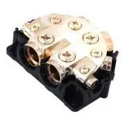12v GOLD POWER GROUND DISTRIBUTION BLOCK MULTI GAUGE IN OUT CAR STEREO MARINE