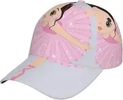 [pvinnk] Little Ballerina Dancing Girl Print Stylish Hat Headwear Hat Baseball Cap Adjustable Snapback Hat for Men and Women Black, Black, One Size