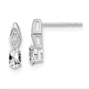 14k White Gold White Topaz Diamond Earring