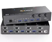 8K Displayport KVM Switch 2 Monitors 3 Computers 8K@60Hz 4K@144Hz