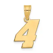 14K Yellow Gold Polished Block Number 4 Pendant