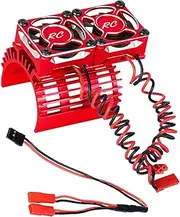RC Motor Cooling Fan Upgrades Part 1/8 RC Car 40mm 42mm Brushless Motor,Motor Cooling Fans Surpass Hobby Twin 30mm RC Car Motor Fan with Metal Cover 4068 4274 Brushless Motor Heatsink,Red