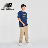 在飛比找PChome24h購物優惠-【New Balance】撞色標語短袖上衣_男性_深藍色_M