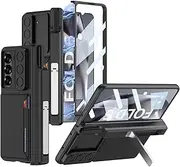Case for Samsung Galaxy Z Fold6, Heavy Duty Shock Resistant Case with Built-in Screen Protector & Camera Protector, Stand, Card Clip, Pen holder (Black,for Galaxy Z Fold6)