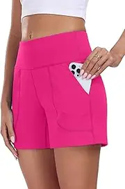 [Cadmus] 5'' / 9'' Women's Athletic Long Shorts Stretch High Waisted Bermuda Shorts Yoga Walking Running Casual 1 or 4 Pack