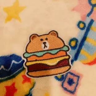 LINE FRIENDS 熊大 布章 燙布貼 布貼 補丁 漢堡 可愛 全新 小熊 幼稚園 記號 包包 上衣 裝飾