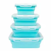4 Collapsible Silicone Food Storage Container,Leftover Meal box For Kitchen,Lunch Boxes,Microwave,Dishwasher and Freezer Safe Color Mint Green