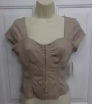 Meraki Tan Bustier Crop Top Womens Size Medium Hook And Eye Front Closure NEW
