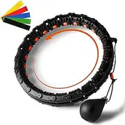 SQUATZ Weighted Smart Hula Hoop - Exercise Hoop with 5 Resistance Bands, 2 Sets of Silent Bearings and Digital Fitness Program, Use for Lower and Upper Body Exercises, Great for Every Body Shape