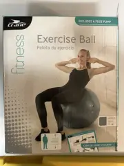 Crane Fitness Exercise Ball 30" Turquoise Includes Exercise Chart Foot Pump