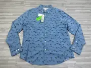 Original Penguin Cotton Viscose Blend Mens Large L Flying Geese Print Button $89