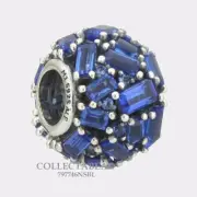 Authentic Pandora Silver Blue Crystal Chiselled Elegance Bead 797746NSBL
