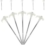 GOOHOCHY 10pcs High Grade Stainless Steel Tent Pegs Spiral Shape Fixing Hooks for Outdoor Camping Durable Tent Nails for Hiking and Canopy Stability