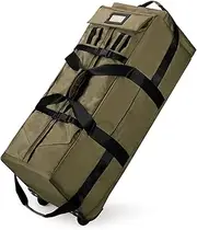 [Generic] Large Duffle Bag for Travel with Wheels Handbag Trolley Bag or Backpack 3-in-1 Convertible Water- Big Duffle Bags Foldable Carry On Bag Green