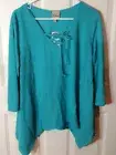 NWT women's Peasant blouse, lightweight shark bite teal size 2XL by Como Vintage