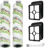 [Home Times] Replacement Brush Roll for Bissell CrossWave HydroSteam 35518 Wet-DryVacuum 3518 2590 2593 2596 (2 Roller+2 Hepa Filters)