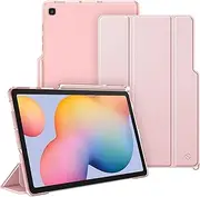 [FINTIE] SlimShell Case for Samsung Galaxy Tab S6 Lite 10.4 Inch 2022/2020 Model (SM-P610/P613/P615/P619) with S Pen Holder, Lightweight Stand Translucent Frosted Back Cover, Auto Wake/Sleep, Rose Gold