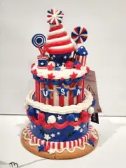 Patriotic July 4th LIGHT UP Gingerbread House Memorial Day 11.5'