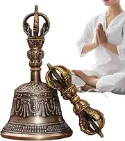 Meditation Chime, Kongo Bell, Dharma Object Buddhist Singing Bowl Dorje Vajra Musical Instruments Handmade Handbells for Home Christmas Temple Kitchen