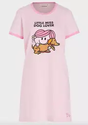 NEW PETER ALEXANDER LITTLE MISS DOG LOVER PINK SLEEP TEE NIGHTIE M RRP$99.95