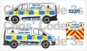 Code 3 Adhesive Vinyl Decals Suit 1/43 1/50 Transit Custom - Police Dog Unit